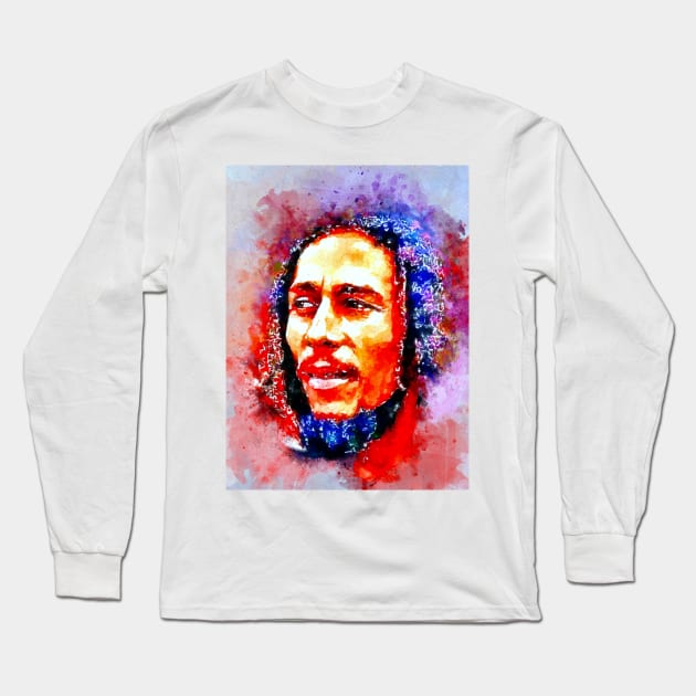 Watercolor Marley Long Sleeve T-Shirt by danieljanda